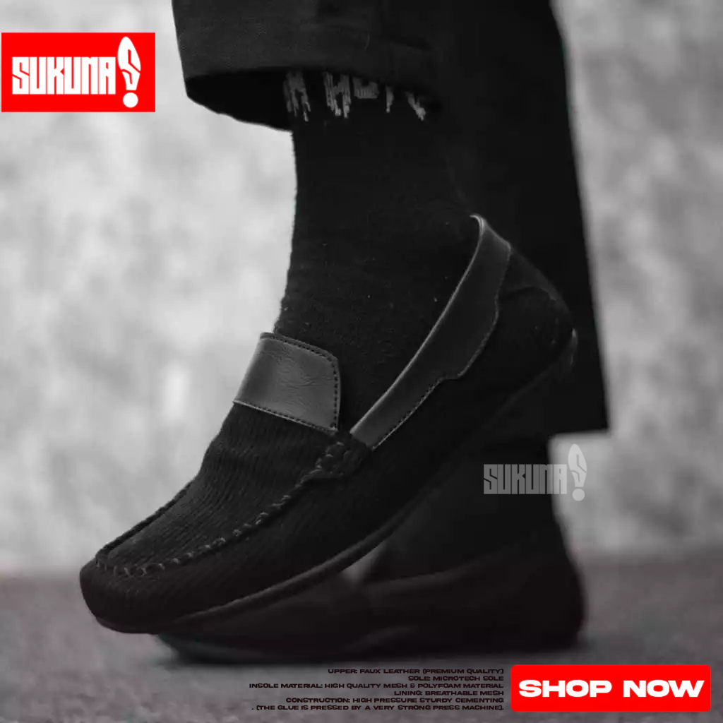 Sepatu Slop Pria Casual Slip-on Corduroy Hitam - PRABU