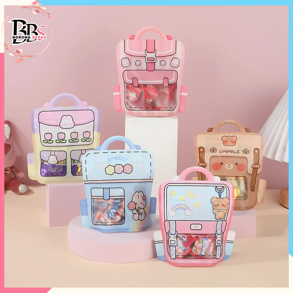 

BORES Goodie Bag Plastik Standing Pouch 2D Ulang Tahun Anak Motif Kartun Plastik Bingkisan Makanan Tas Hampers Snack Ulang Tahun Anak Bungkusan Plastik Cookies Lucu Pesta Perayaan Kantong Plastik Ziplock Tas Sekolah