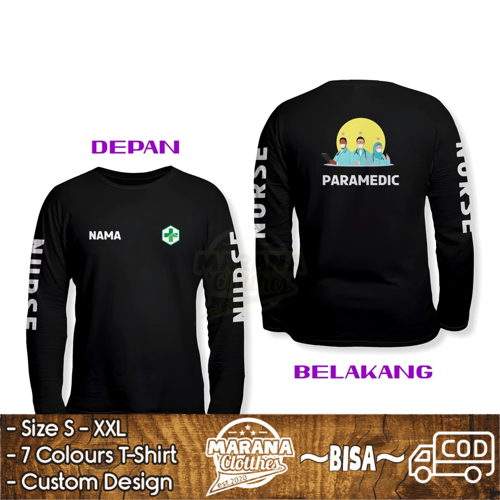 Kaos Paramedic Nurse Bidan Perawat Lengan Panjang Kaos Distro