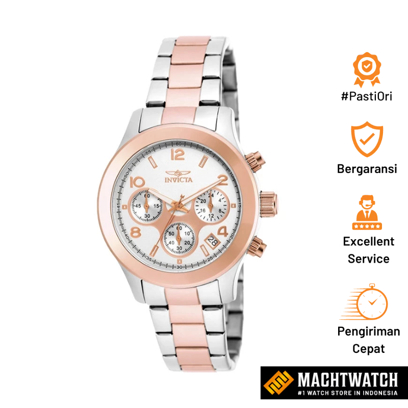 Jam Tangan Wanita INVICTA Angel 19220 Chronograph Dual Tone Dial Dual Tone Stainless Steel Strap