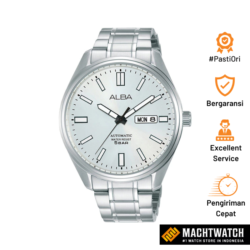 [PRJ 12.12] Jam Tangan Pria Alba Mechanical AL4153X1 Automatic Men Silver White Dial Stainless Steel