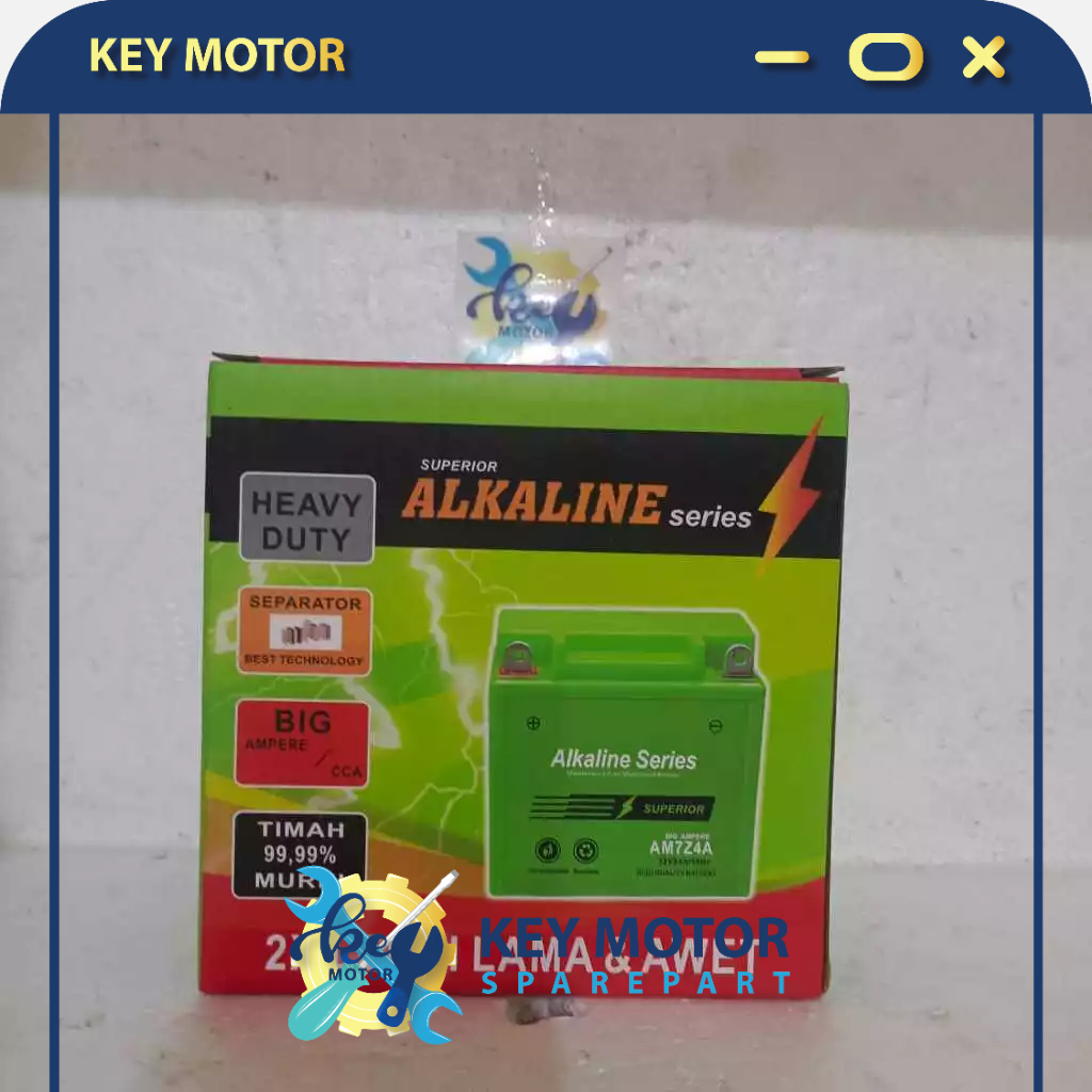 Aki / Accu Kering Motor Alkaline AM7Z4A 9 Ampere 12 Volt Untuk Motor Thunder 100% Asli