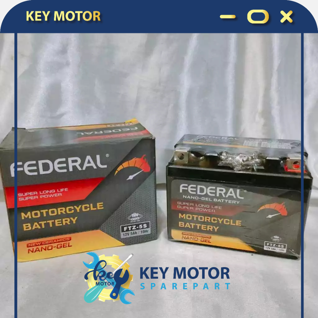 Accu / Aki Kering Motor 5A 5 Ampere Federal FTZ5S NANO GEL 100% Asli