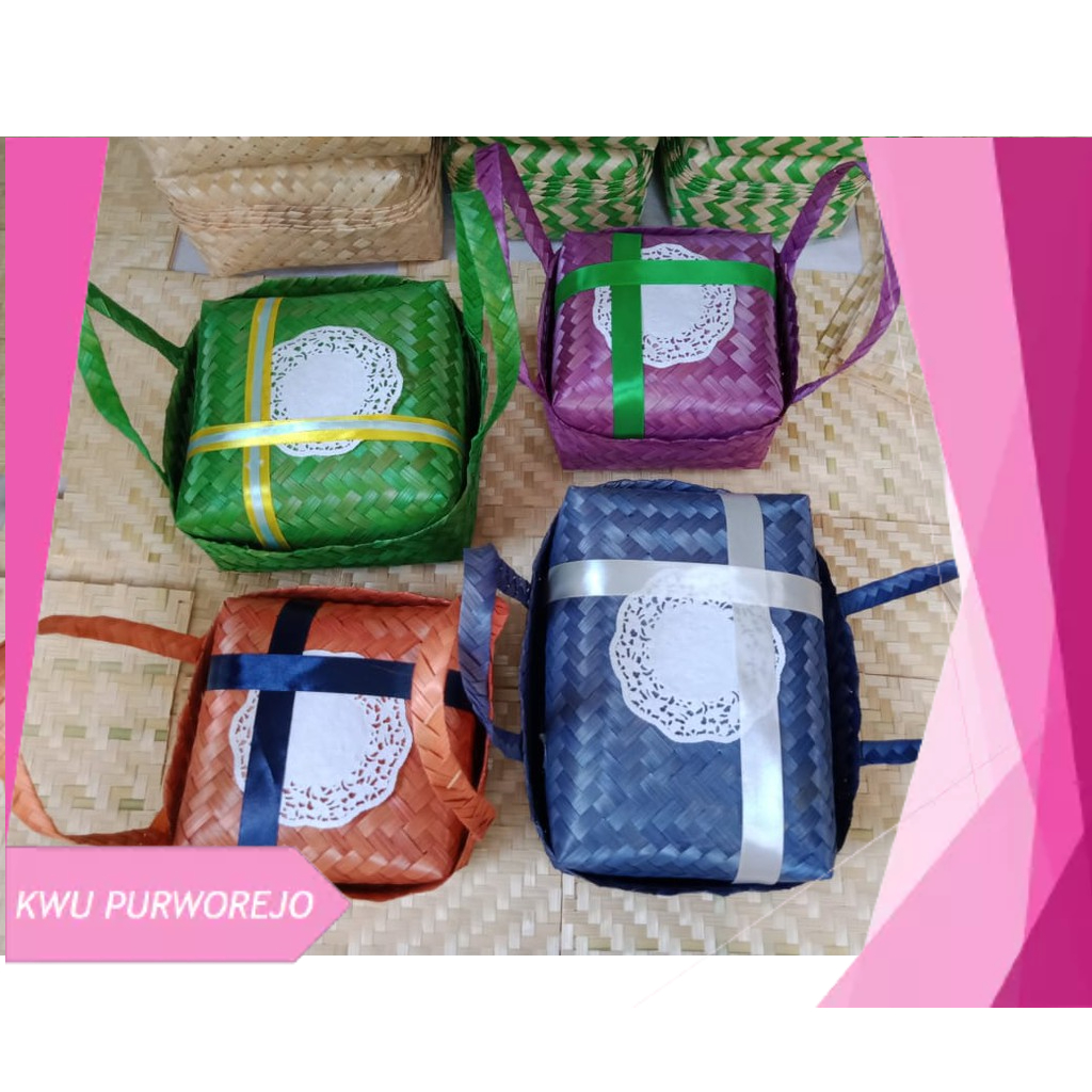 SEPASANG BESEK JINJING WARNA 20X20 -BESEK WARNA-NASI BOX UNIK-KADO UNIK-WADAH KADO UNIK-BOX KADO UNI