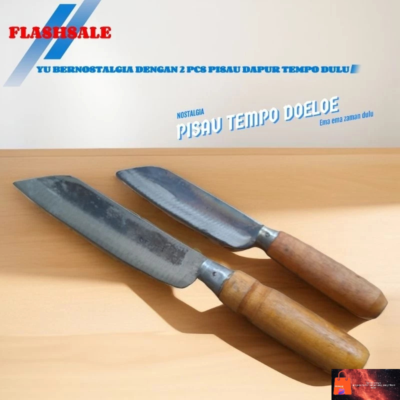2 Pcs Pisau dapur pisau daging besar dan kecil untuk buah dan sayur pisau tempe dulu