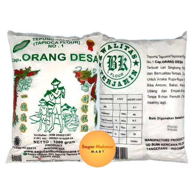 

(SMM) Tepung Tapioka Sagu Tani Cap Orang Desa No. 1 Bumi Kencana Flour 1KILOGRAM