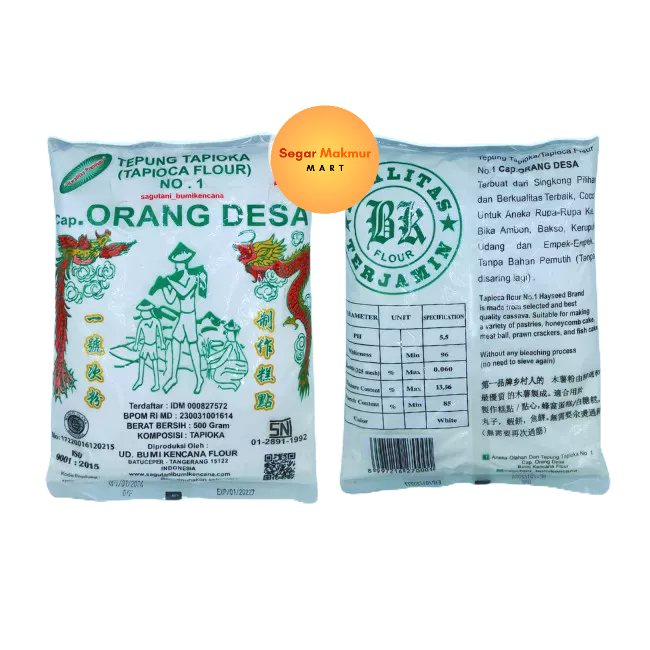 

(SMM) Tepung Tapioka Sagu Tani Cap Orang Desa No. 1 Bumi Kencana Flour 500gr