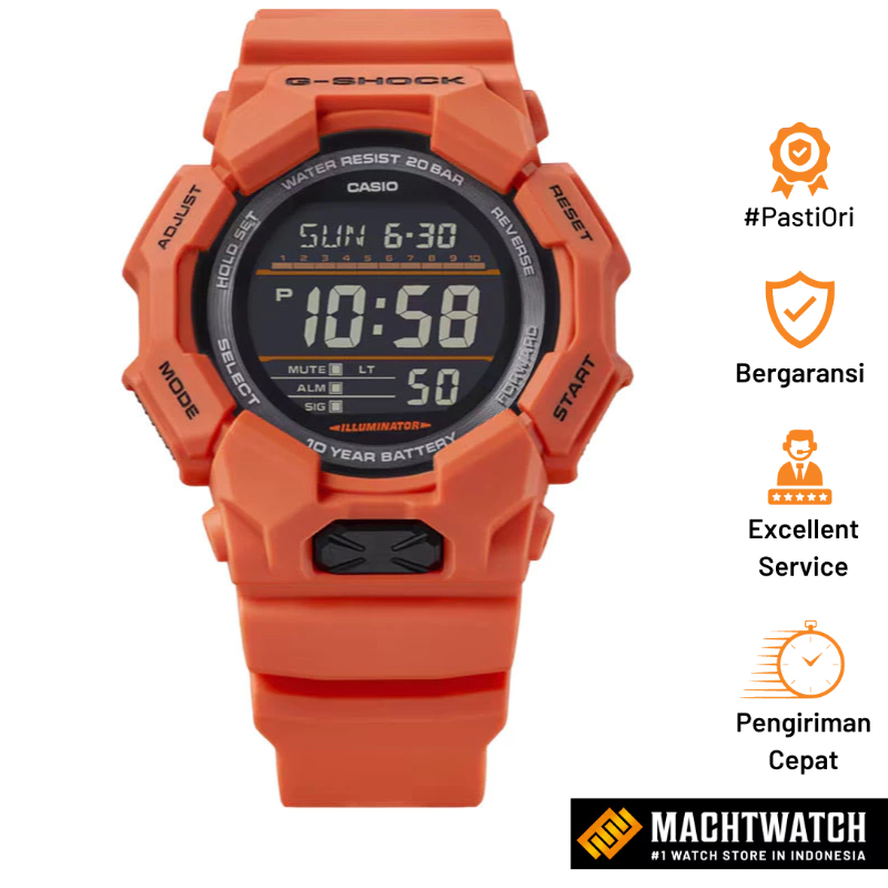 Jam Tangan Pria Casio G-Shock GD-010-4DR GD-010 GD010 New Rugged Basic Digital Black Dial Orange Res