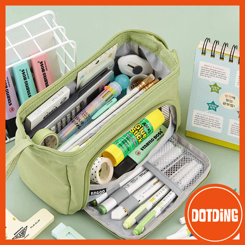 

[COD] Angoo Super Large Capacity Pencil Case Kawaii Korean Pencil Cases Aesthetic Stationery Office Desk Storage Bag for Girls School Supplies