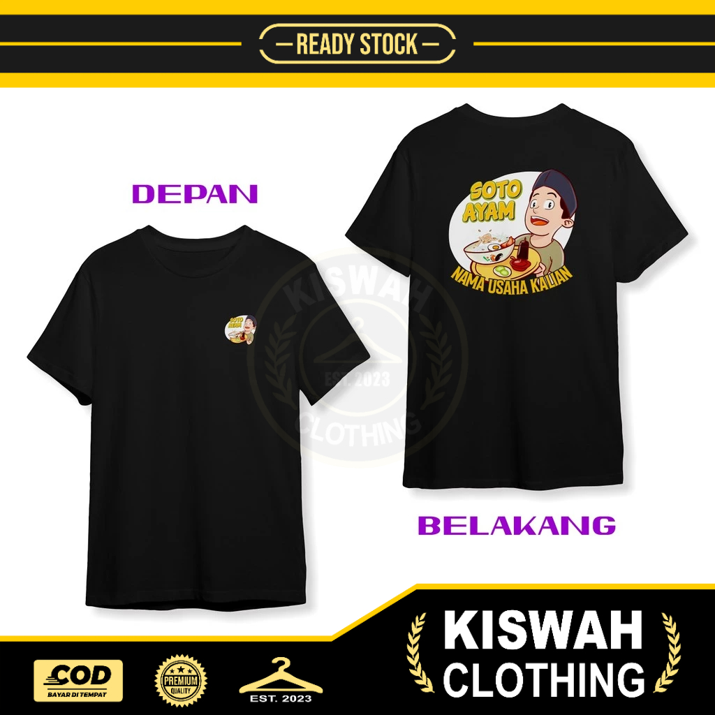 Kaos Tshirt Makanan Soto Ayam Gratis Nama Usaha Kalian DB Baju Distro
