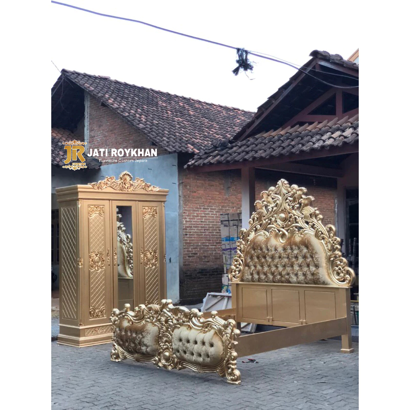 Set kamar Dipan Tempat Tidur Dan Lemari Jati Real Pict