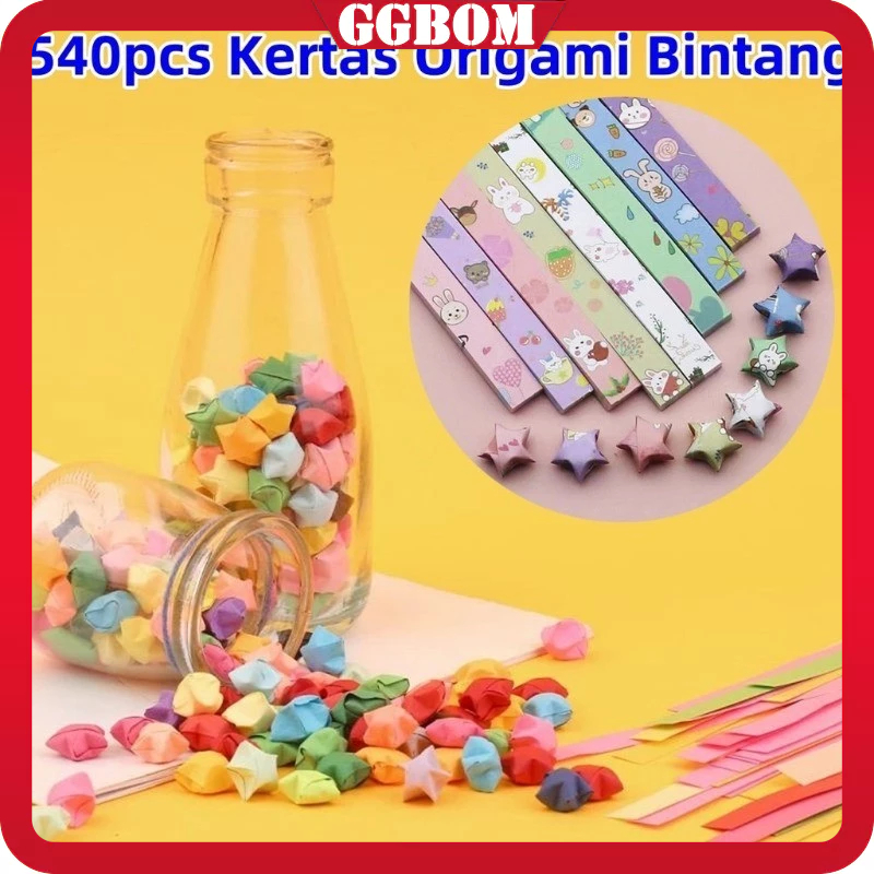 

540pcs Kertas Origami Bintang /Warna Origami Star Paper /DIY Kertas Bintang Warna Warni /Motif Bintang Craft Crafting Stuff /23 Jenis Strip Origami Bintang