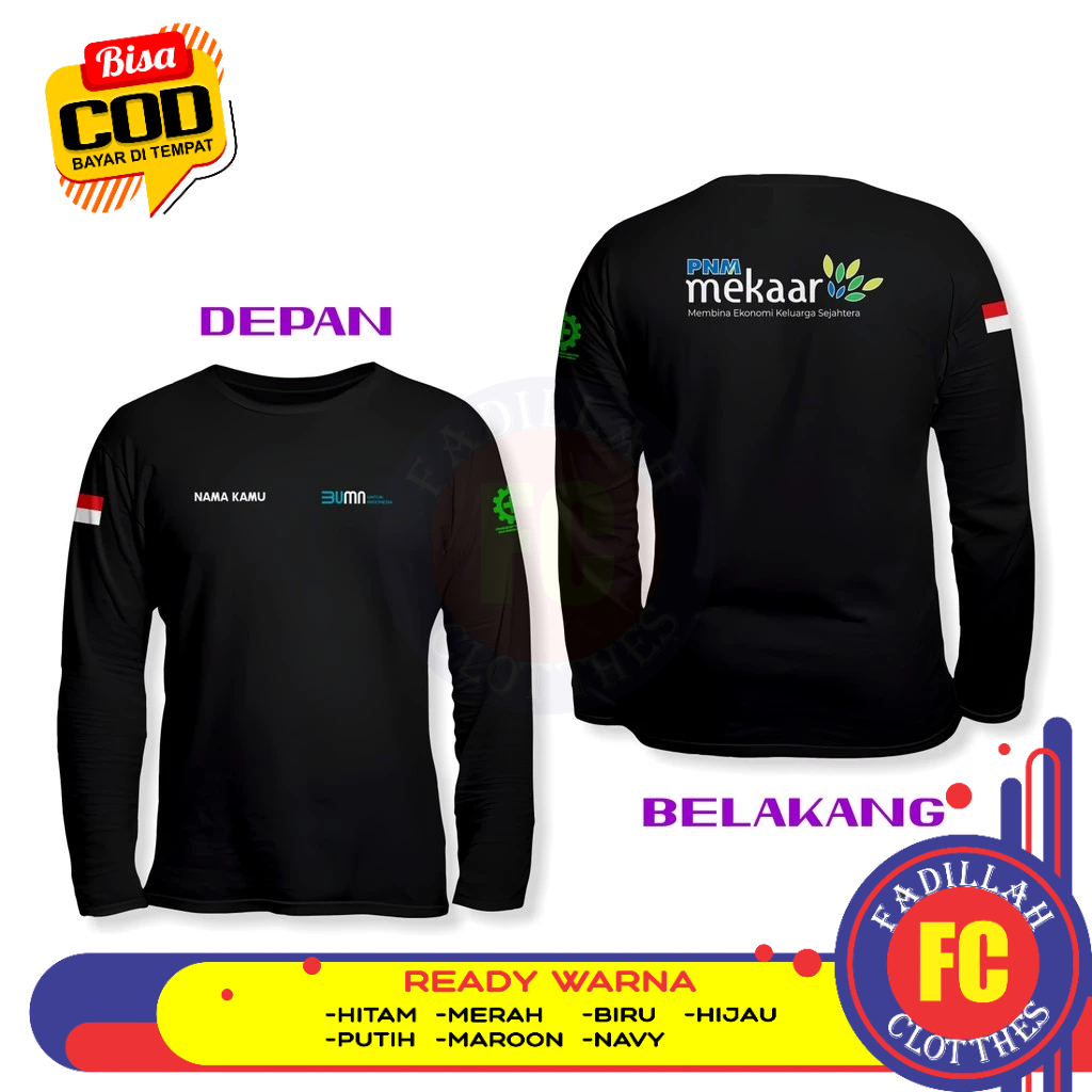 Baju Kaos PNM MEKAAR Gratis Nama Kamu DB Lengan Panjang Kaos Distro