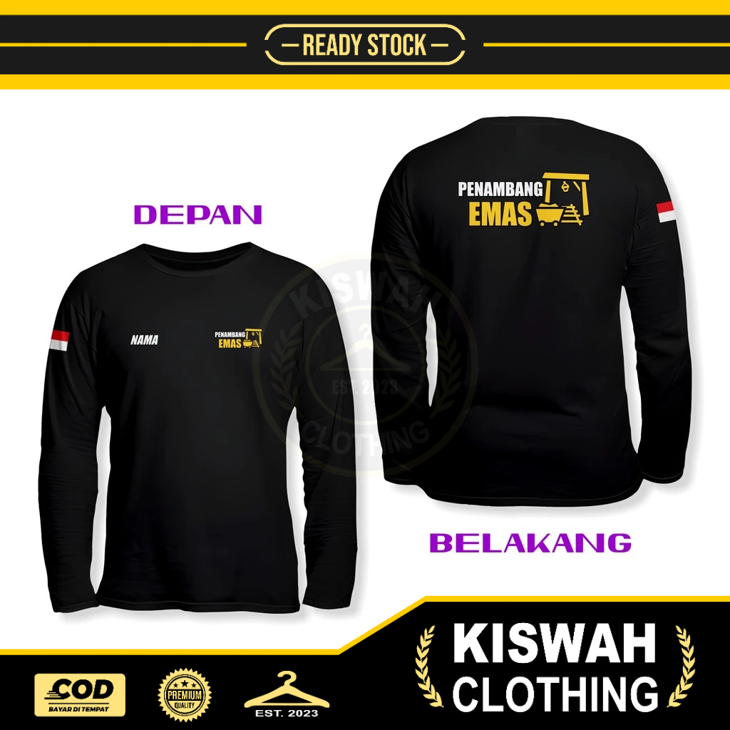 Kaos Tshirt Penambang Emas Gratis Nama DB Lengan Panjang Kaos Distro