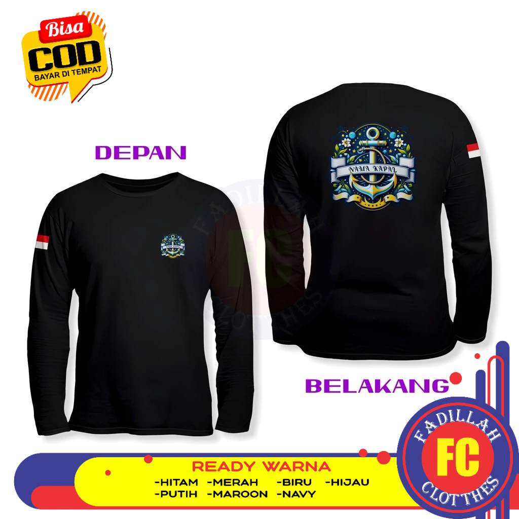 Baju Kaos Jangkar Pelaut Gratis Nama Kapal DB Lengan Panjang Kaos Distro