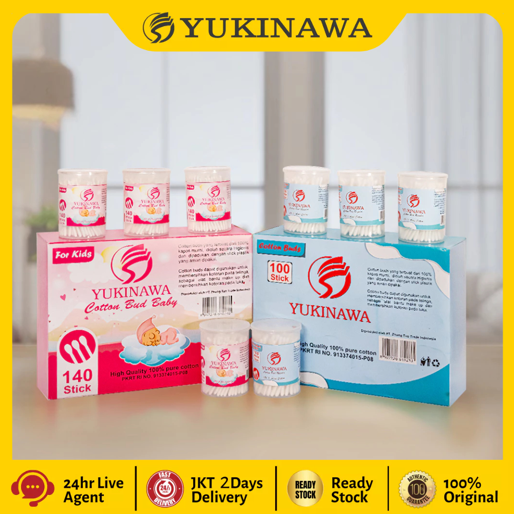 Yukinawa Cotton Bud Baby Yukinawa Putih 140 Stick - 100% Sutra Baby Yukinawa Putih