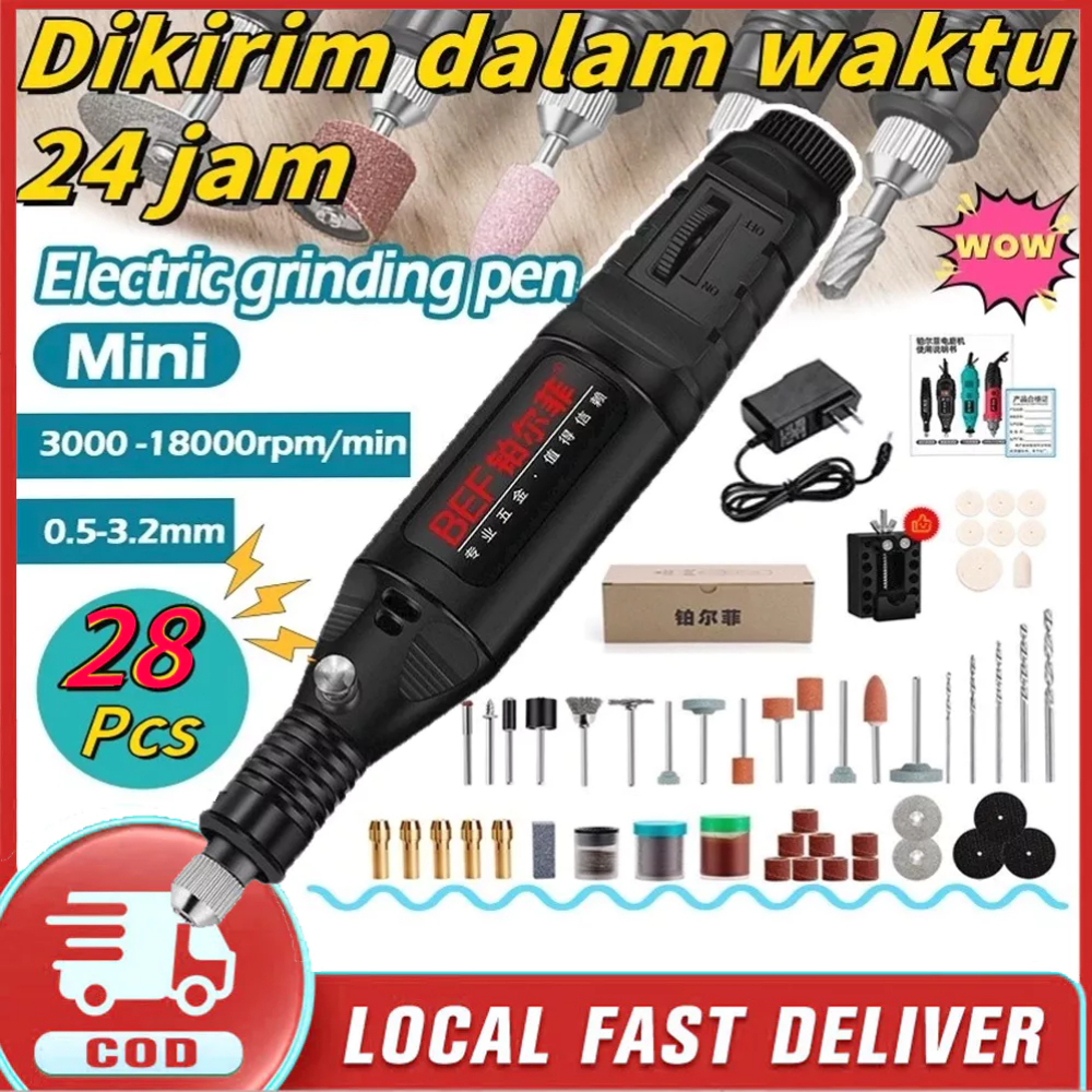 COD-Bor Mini 12V DC 15000 RPM Mini Drill Electric Engraver Grinder Gerinda Electrik Listrik / Alat U