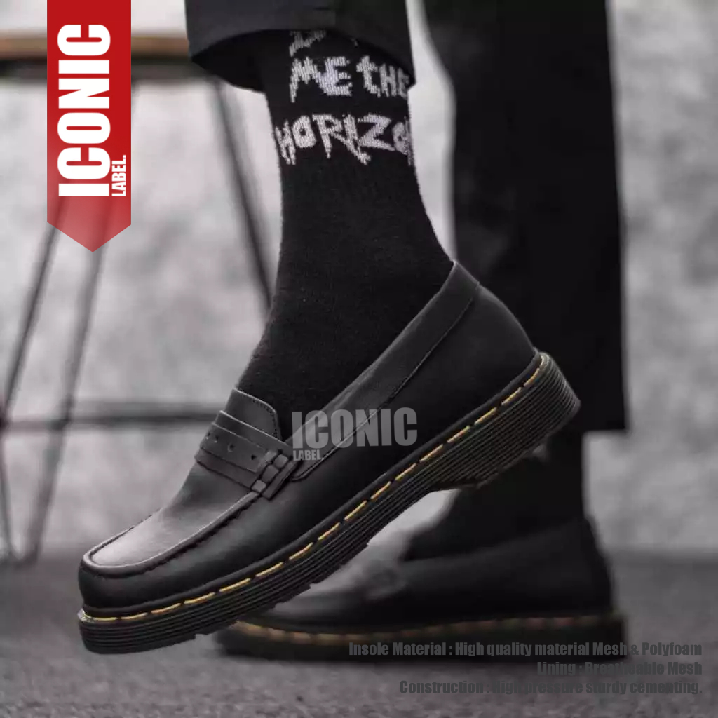 Sepatu Loafers Docmart Kulit asli Hitam Pria