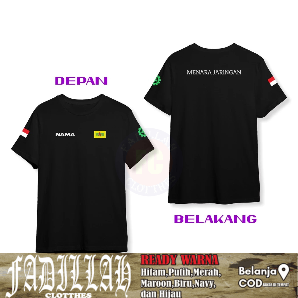 Baju Kaos PLN Menara Jaringan Gratis Nama Baju Perusahaan