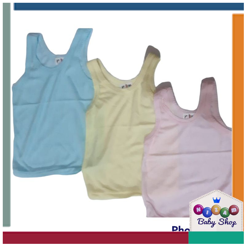 Singlet Kaos Dalam Anak Cewek Cowok 1-8 Tahun Warna Putih Kuning Biru Pink Polos