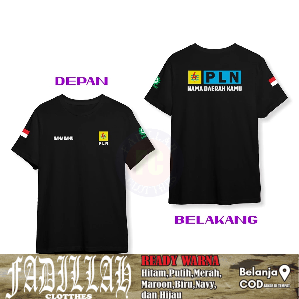 Baju Kaos PLN Gratis Nama Kamu dan Nama Daerah Kamu DB Baju Perusahaan