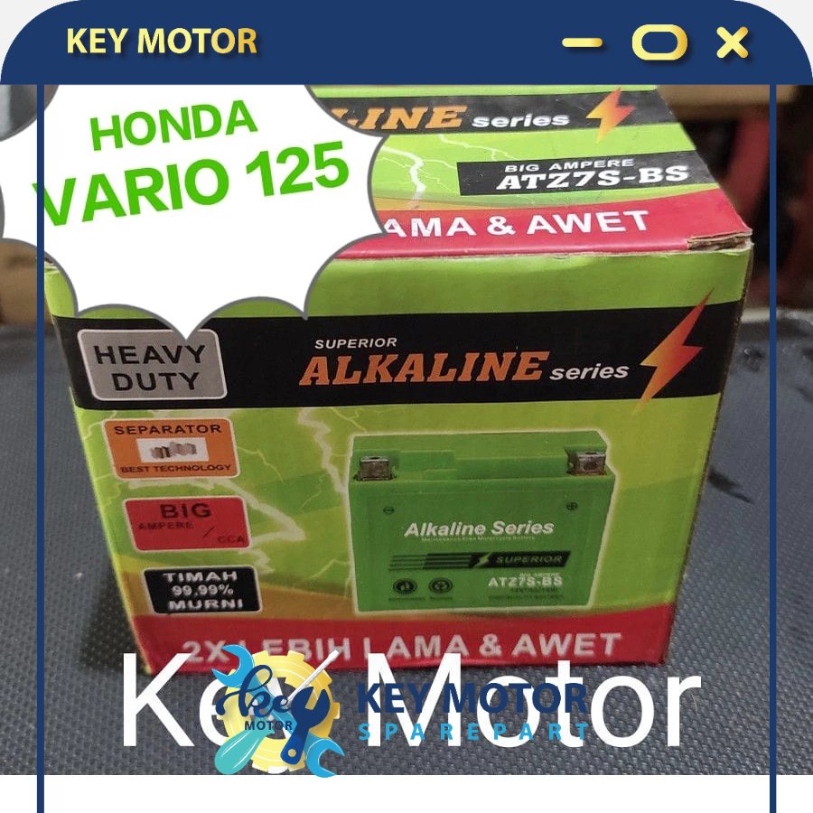 Aki / Accu Kering Alkaline Alkalin Series Motor Honda Vario 125 7A 7 Ampere ATZ7S ATZ7 ATZ 7S 100% O