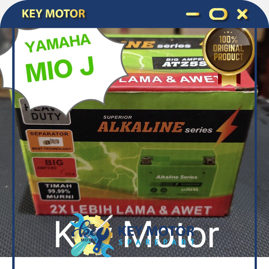 Aki / Accu Kering Motor Yamaha Mio J ALKALINE ALKALIN 5A 5 Ampere ATZ5S ATZ5 ATZ 5S 100% Original
