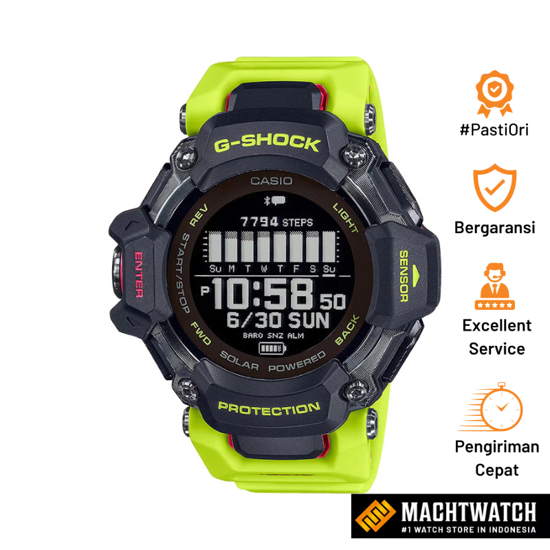 [PRJ 12.12] Jam Tangan Pria Digital Casio G-Shock GBD-H2000-1A9DR G-Squad Tough Solar Green Resin Ba