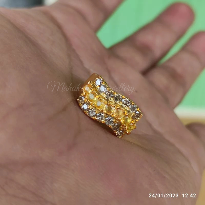 cincin wanita berlian Eropa Yellow sapphire yakut kuning asli