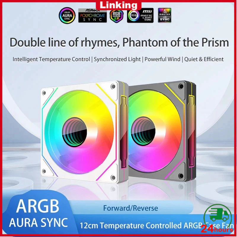 【COD】FAN CASING ARGB PRISM 5 PRO WHITE & BLACK 4Pro Fan ARGB 12cm Fan Forward Wind 3pin 5V ARGB + 4p