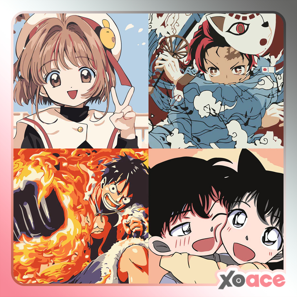 

[20x20] Paint By Number Painting By Numbers Kit DIY Digital Lukisan Canvas Seri Anime Conan One Piece Card Captor Sakura Demon Slayer Spy X Family