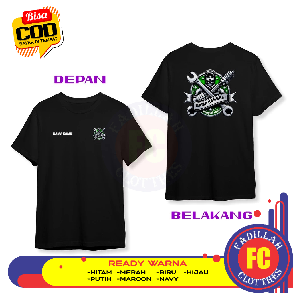 Baju Kaos Desain Kece V3 Logo Bengkel Motor Gratis Nama Kamu Dan Nama Bengkel Kalian DB Baju Distro