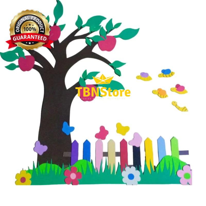 Pohon Literasi Hiasan Dinding Pohon Buah-Buahan Set Pagar Dekorasi Sekolah ruangan pojok baca, sudut