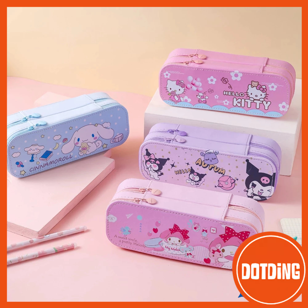 

[COD] Kotak pensil lucu dua lapis berkapasitas besar, kotak alat tulis kucing Kuromi Melody Kitty, perlengkapan alat tulis untuk anak perempuan dan pelajar