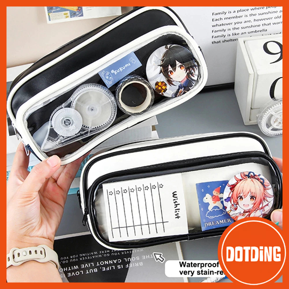 

[COD] New Transparent Window Pencil Case Simple INS Style Junior High School Students Makeup Storage Bag High Value Korean Version Stationery Pencil Case