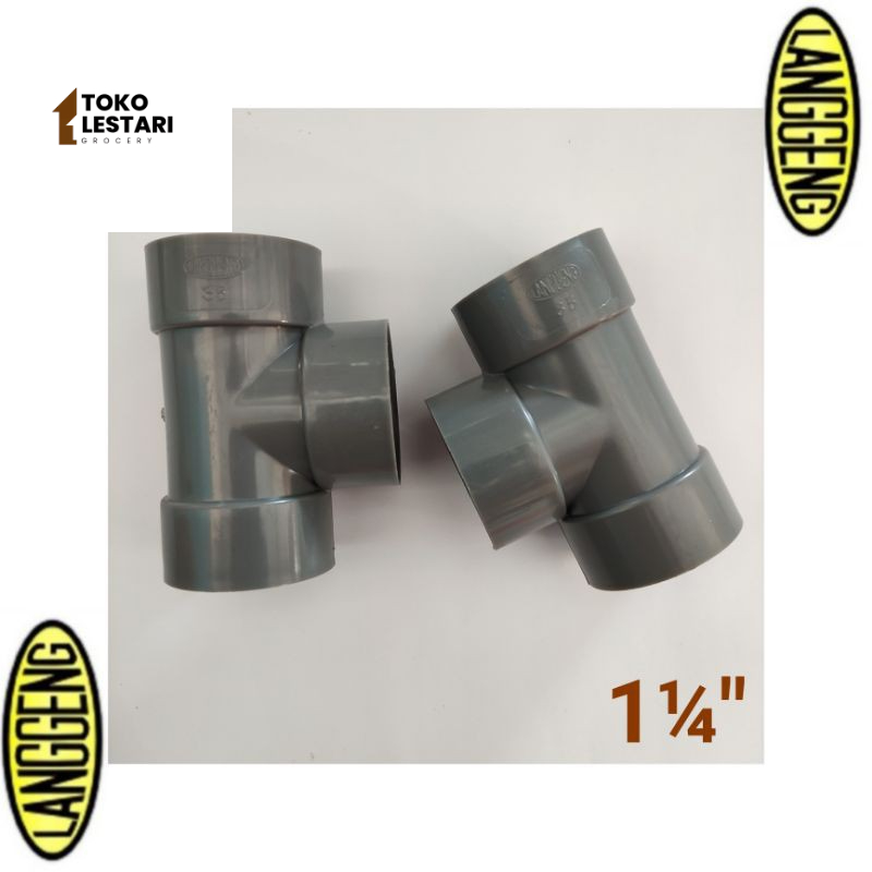 Tee 1 1/4 inchi merk Langgeng T cabang tiga sambungan paralon pipa pvc