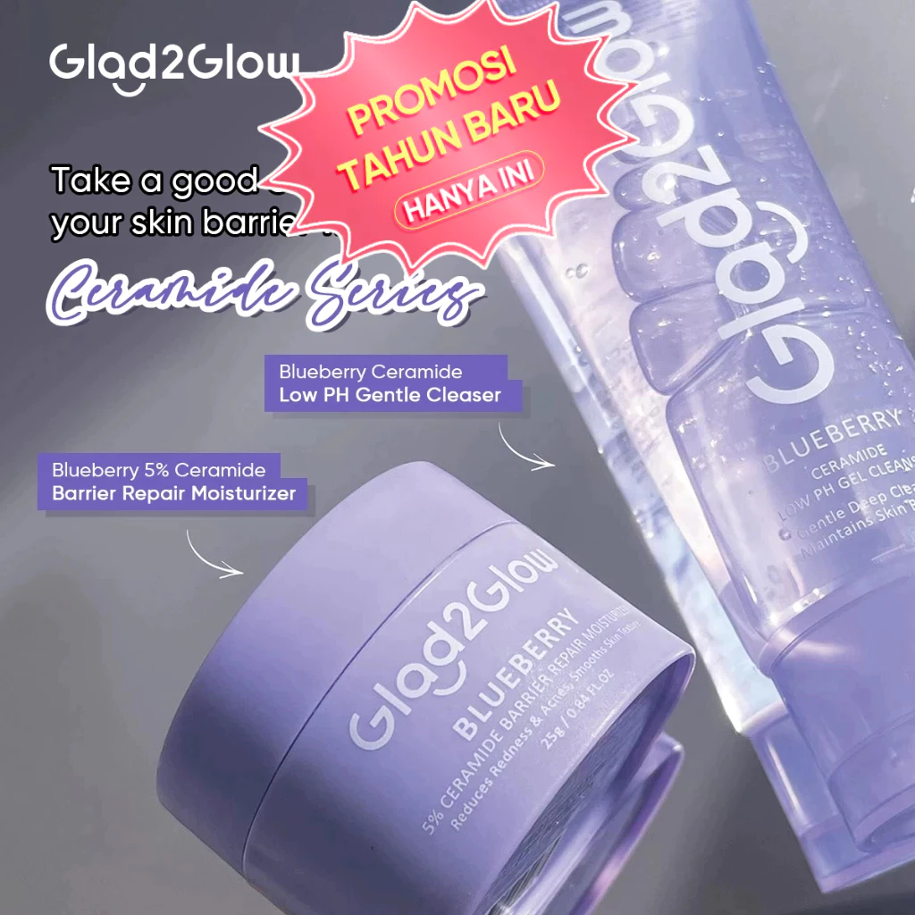 Glad2Glow Blueberry  Ceramide Moisturizer 30g Glad2Glow Moisturizer Cream Krim Wajah 100 Ori Skincar