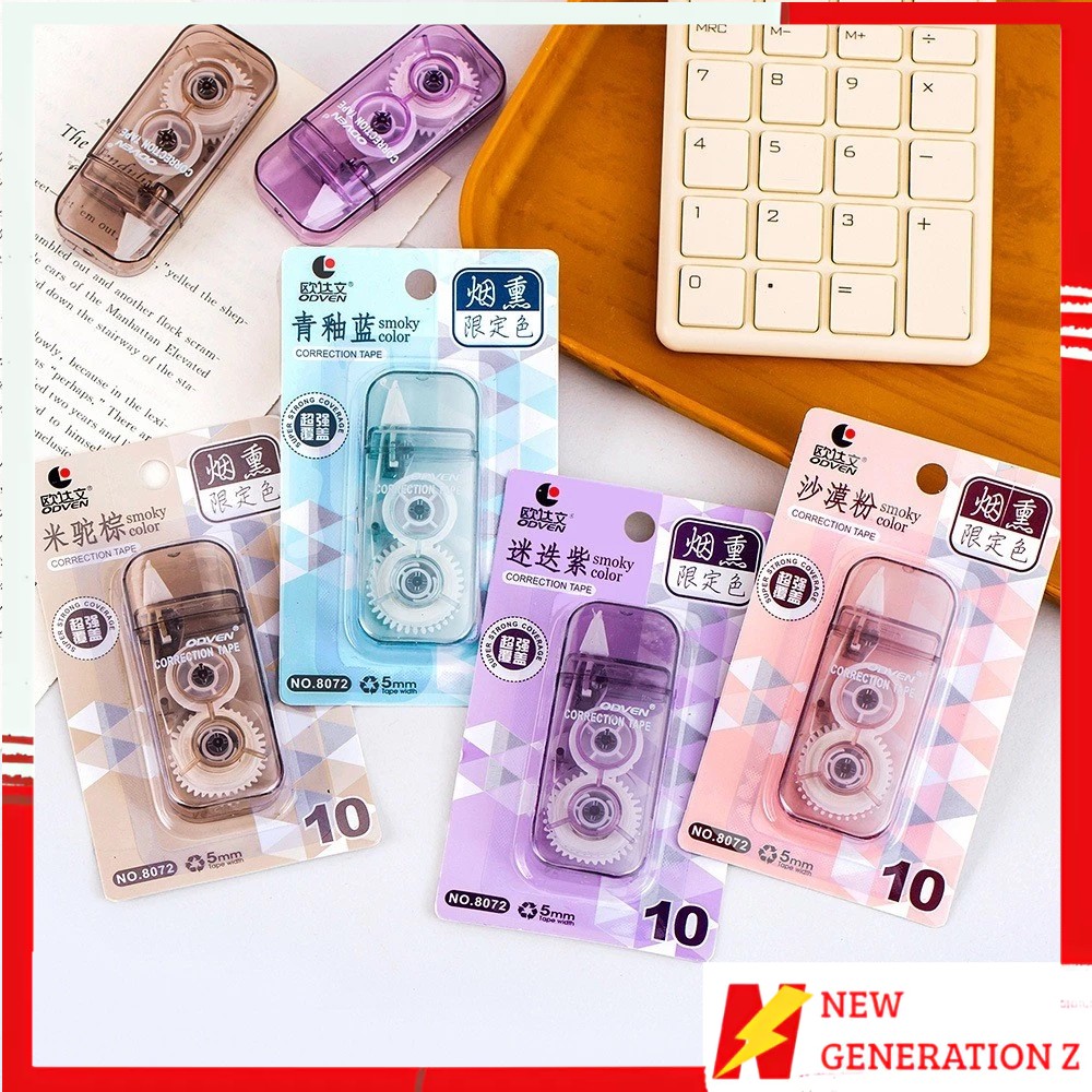 

NGZ Correction Tape Smoky Color 3 Meter Students Stationary School Supplies Multiple Color 3M Penghapus Pena Roll Kertas