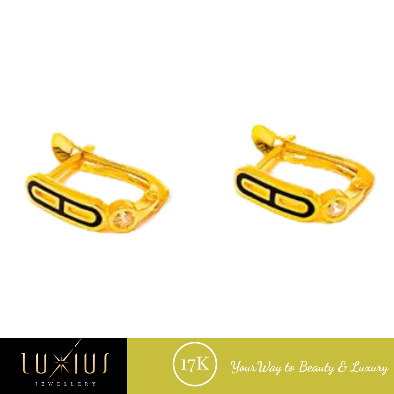 Anting Emas Mini CD Black Rose Gold 17K Luxat0092 Luxius Jewellery