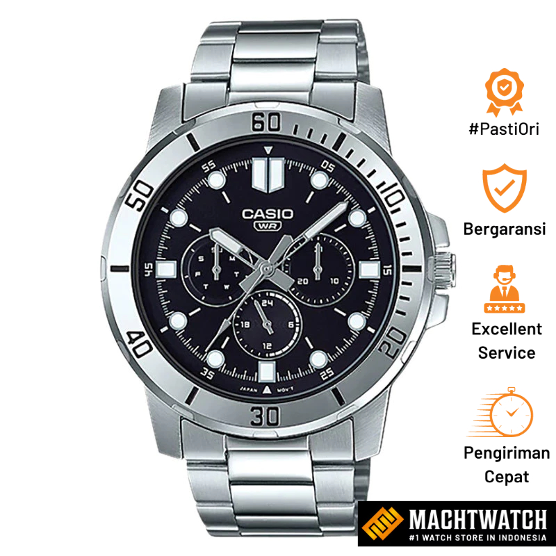 Jam Tangan Pria Casio Standard MTP-VD300D-1EUDF MTPVD300 MTP-VD300D Stainless Steel Band