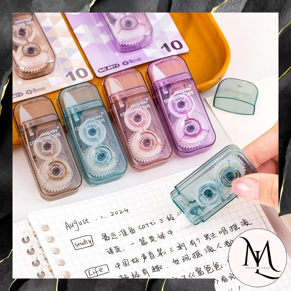 

MUNAS Correction Tape Smoky Color 3 Meter Students Stationary School Supplies Multiple Color 3M Penghapus Pena Roll Kertas