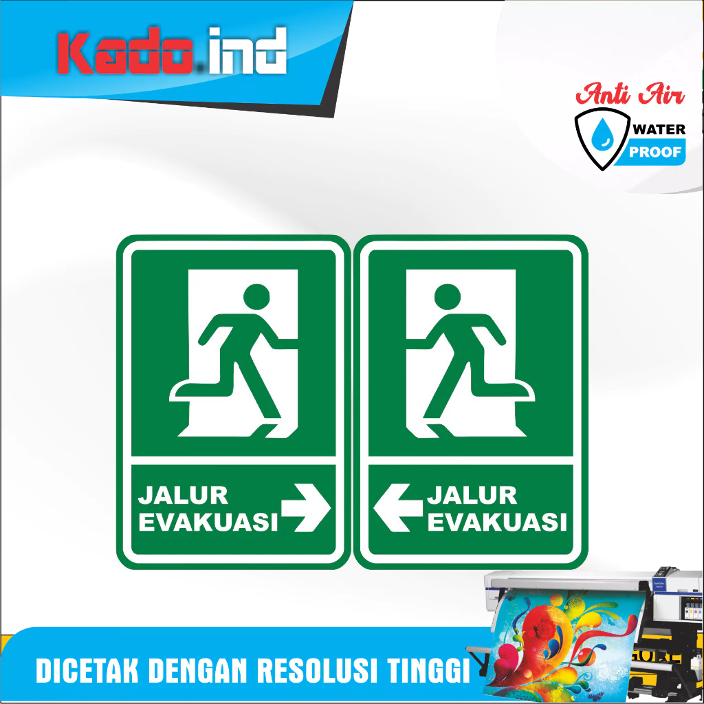 

STIKER JALUR EVAKUASI VYNIL PRINTING JALUR EVAKUASI SAFETY DIGITAL PRINTING