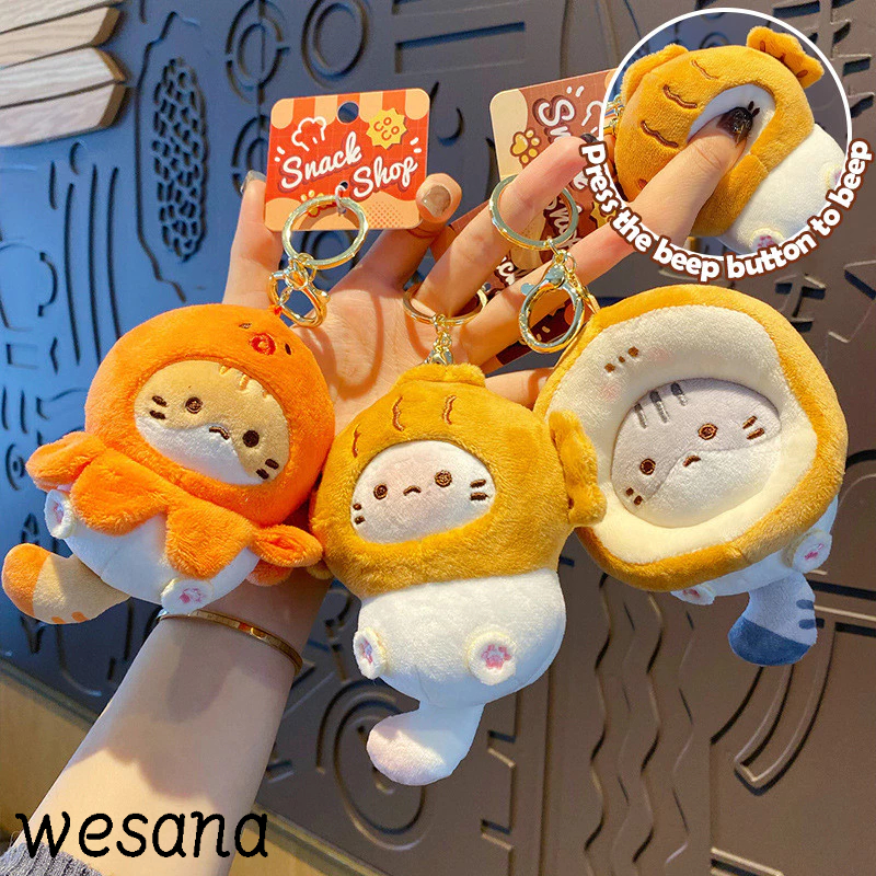 Gantungan Hp Kunci Boneka Lucu Lanyard Hp dengan Motif Kucing Makanan Kreatif Strap Hp