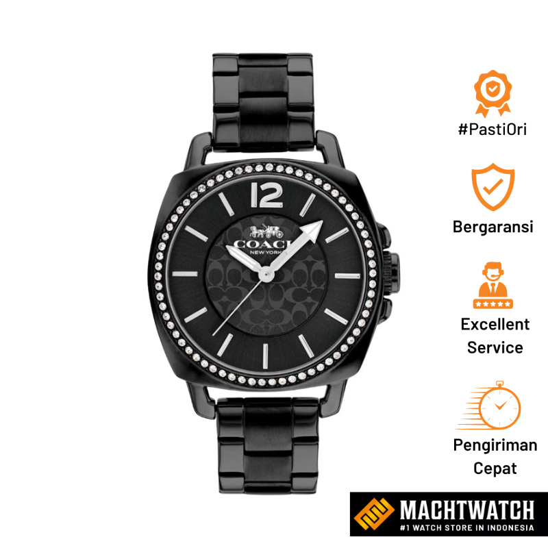 Jam Tangan Wanita Coach Boyfriend 14503984 Ladies Black Dial Black Stainless Steel Strap