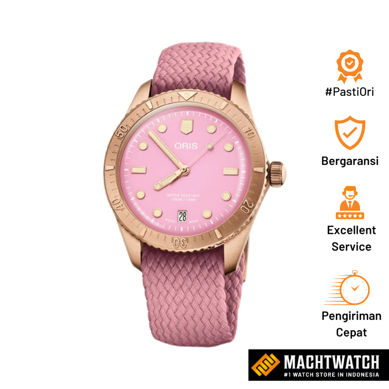 Jam Tangan Unisex Oris Divers Sixty-Five 01-733-7771-3158-07-3-19-04BRS Cotton Candy Pink Dial Pink 