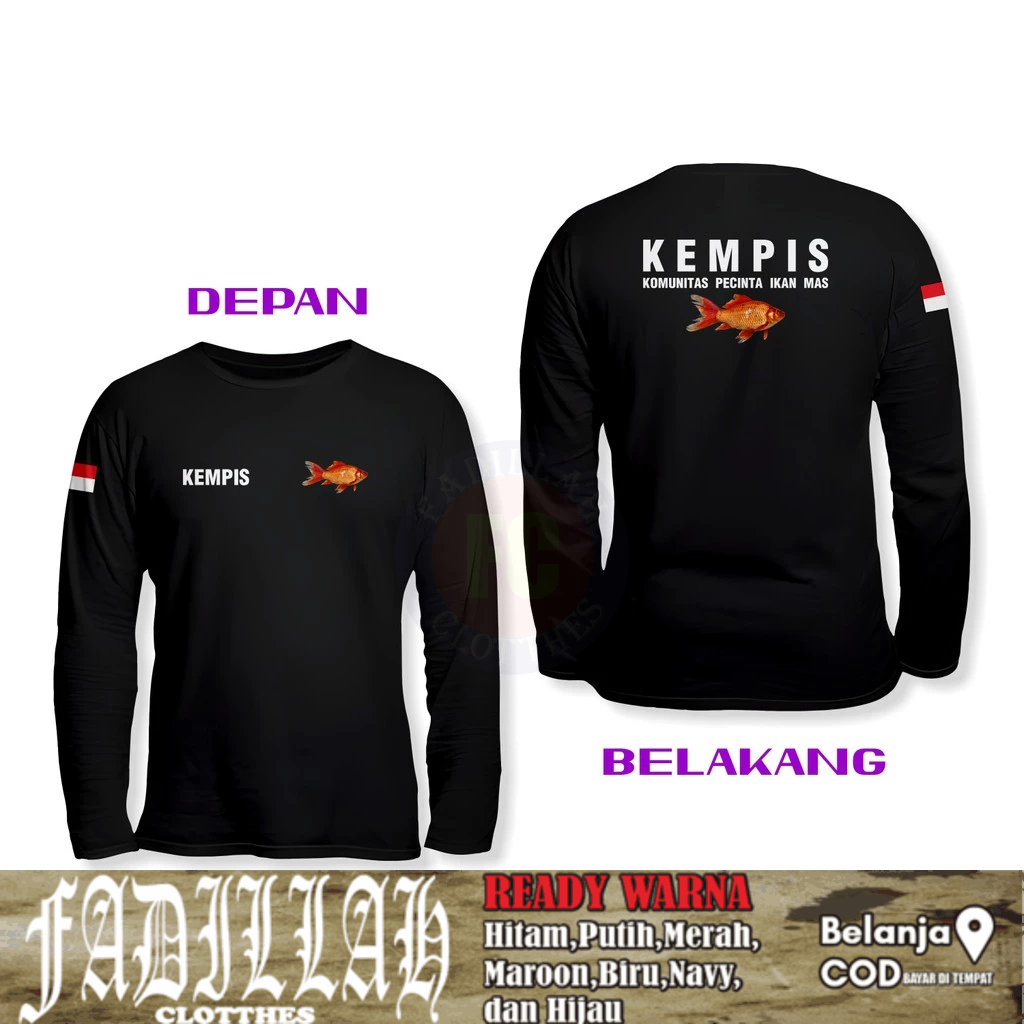 Baju Kaos KEMPIS Komunitas Pecinta Ikan Mas Lengan Panjang Kaos Distro