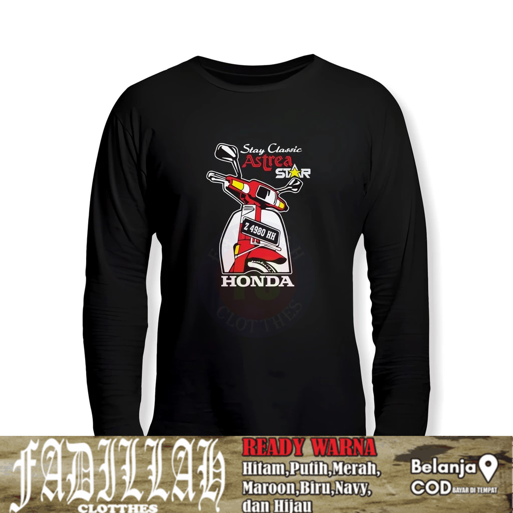 Baju Kaos Motor Honda Astrea Star Stay Classic Request Plat Nomor Lengan Panjang Kaos Distro