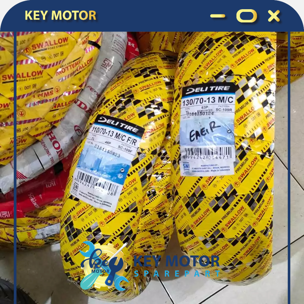 Ban Luar Swallow sepasang Depan 110/70-13 & Belakang 130/70-13 Tubelesss Tubles Motor Nmax 100% Asli
