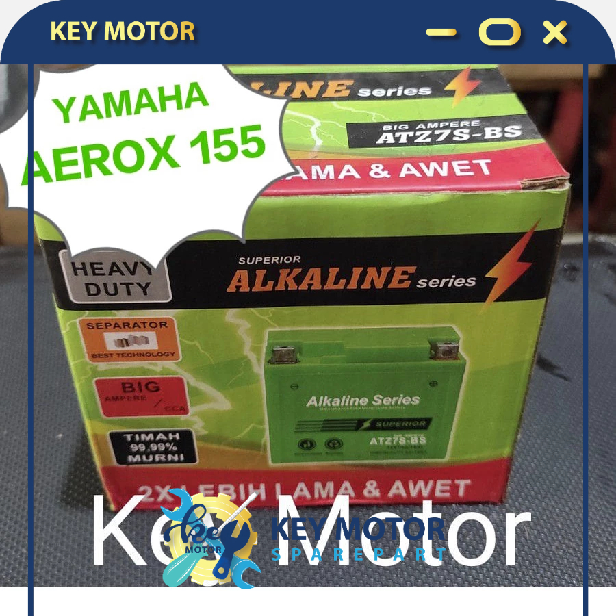 Aki / Accu Kering Alkaline Alkalin Series Motor Yamaha Aerox 155 7A 7 Ampere ATZ7S ATZ7 ATZ 7S 100% 