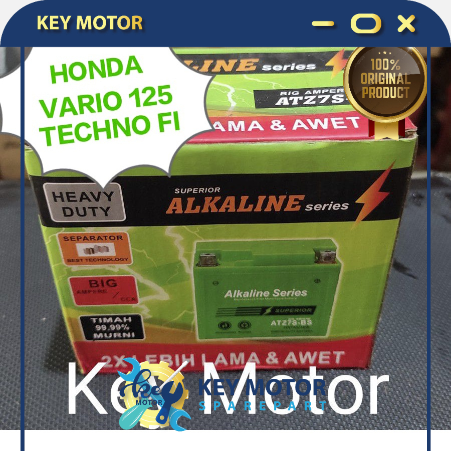 Aki / Accu Kering Alkaline Alkalin Series Motor Honda Vario 125 Techno FI 7A 7 Ampere ATZ7S ATZ7 ATZ